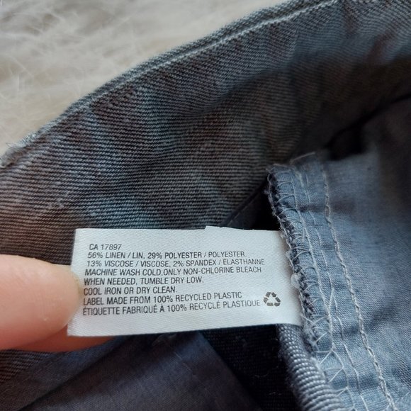 Gap Women's Slim Cropped Grey Linen Blend Stretch Pants Size: 2 - Picture 8 of 8